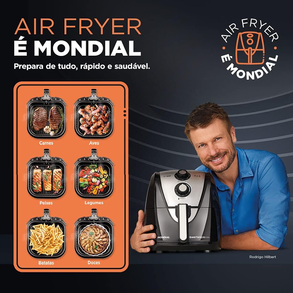 Fritadeira Sem Óleo Air Fryer 3,5 litros, Mondial, Preto 1500W mondial