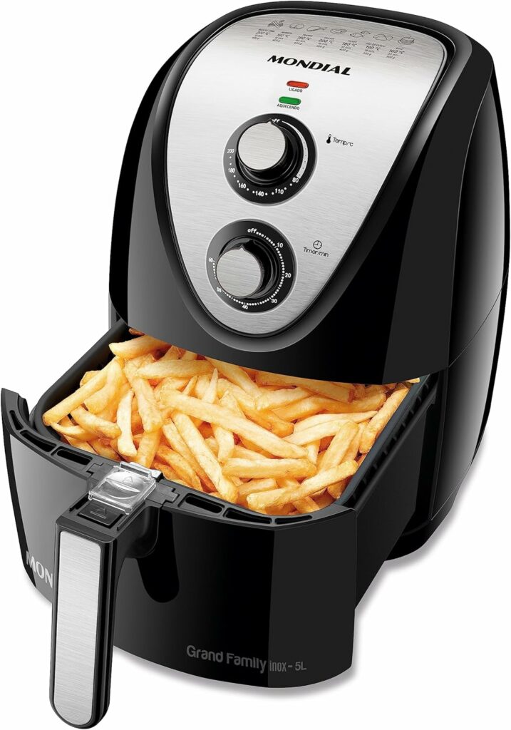 Fritadeira Sem Óleo Air Fryer 5L, Mondial, Preto/Inox